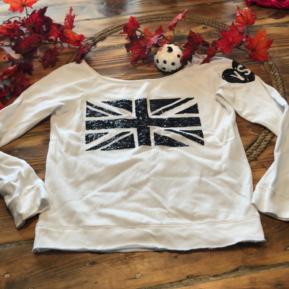 Victoria’s Secret sequined British flag sweatshirt